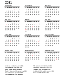 calendrier 2021 gris