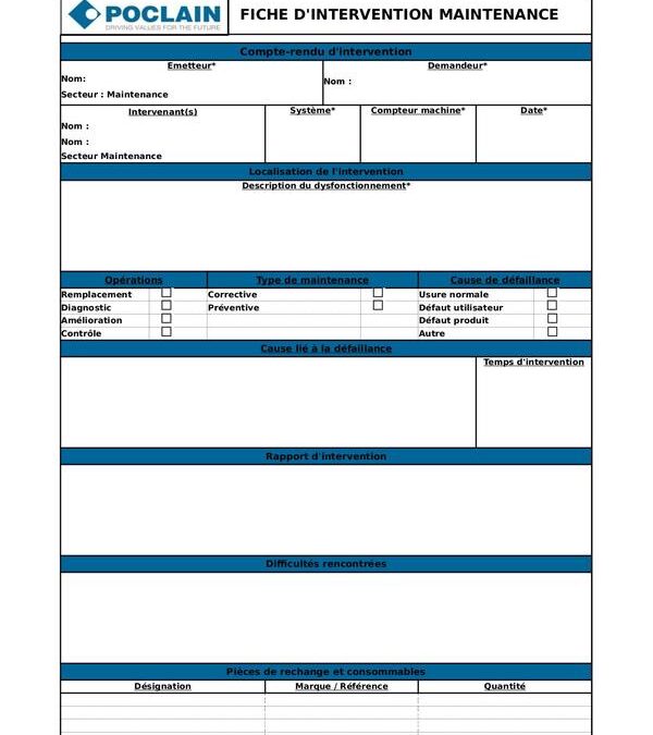 Fiche Intervention Informatique Excel
