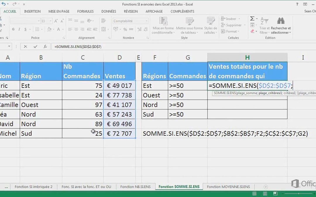 Fonction Statistique Nb Siens