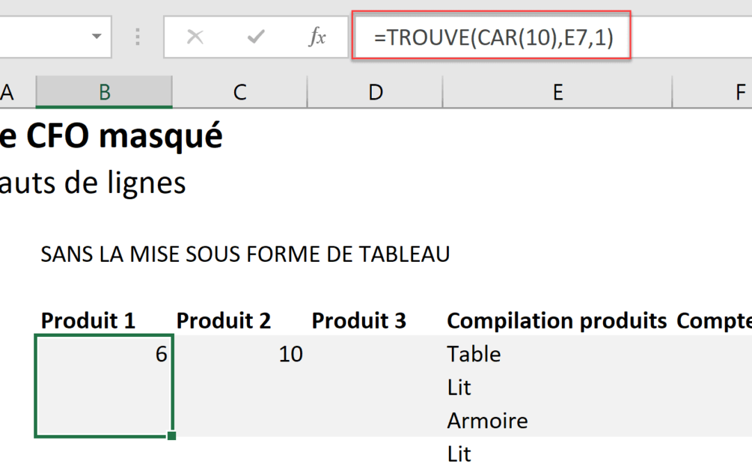 Inserer Un Retour Chariot Dans Une Formule ?