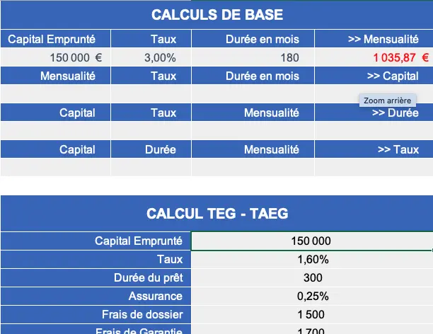 Outils De Calcul De Teg Sous Excel