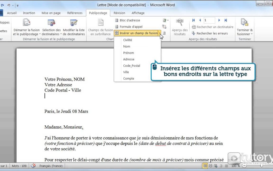 Procédure Publipostage Avec Excel
