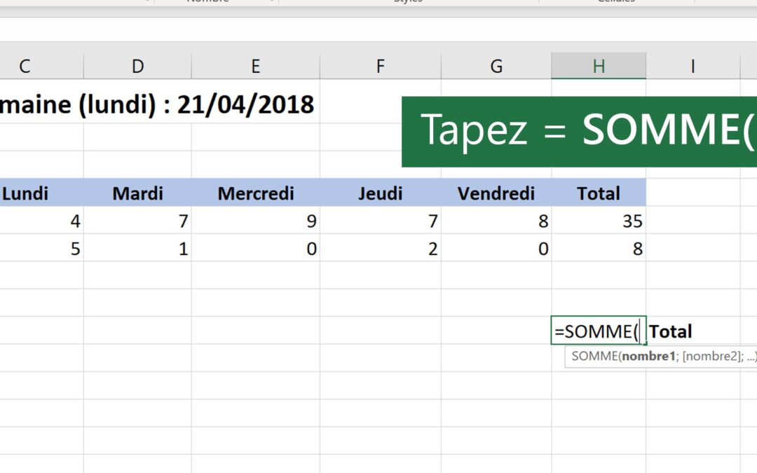 Somme Excel
