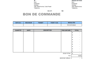 Modèle Bon De Commande Excel