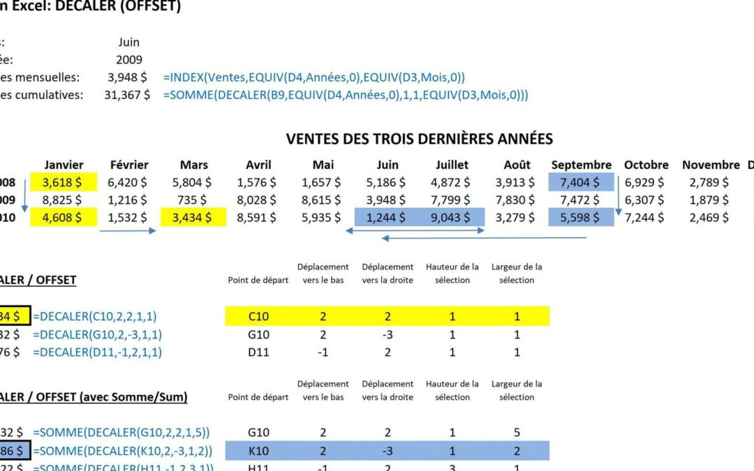 Comment décaler des données dans excel ?