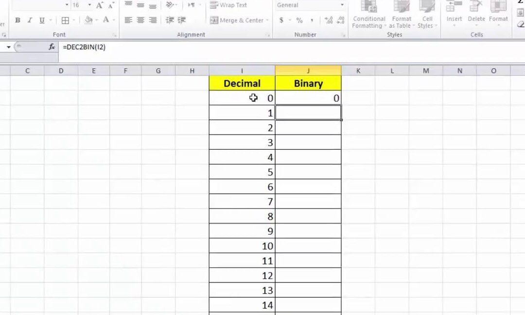 Comment utiliser la fonction dec2bin d&rsquo;excel pour convertir des décimaux en binaires