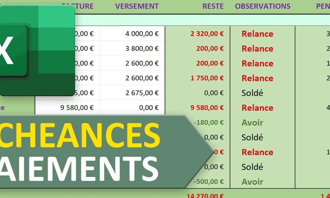 Gestion de prix et echéances dans excel